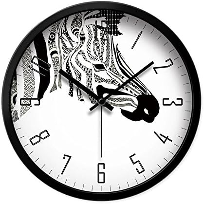 LauderHome 12-Inch Non-Ticking Silent Wall Clock with Modern and Nice Design for Living Room Large Kitchen Wall Clock Battery Operated (Zebra)