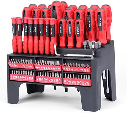 HORUSDY 100-Piece Magnetic Screwdriver Set with Plastic Racking, Best Tools for Men Tools Gift