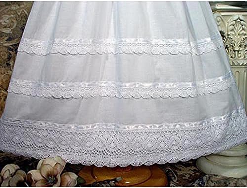 30" Cotton Batiste White Christening Baptism Gown with Cluny Trim and Bonnet
