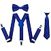 Kids Suspender Bowtie Necktie Sets - Adjustable Elastic Classic Accessory Sets for Boys & Girls (Royal blue)