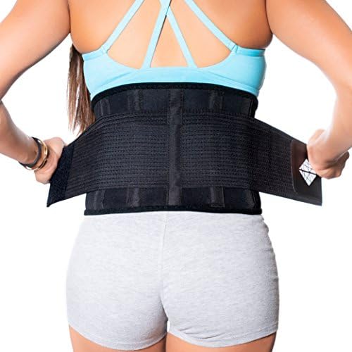 NeoHealth Lower Back Brace | Lumbar Support | Wrap for Recovery, Workout, Herniated Disc Pain Relief | Waist Trimmer Weight Loss Ab Belt | Exercise Adjustable | Breathable | Women & Men | Black