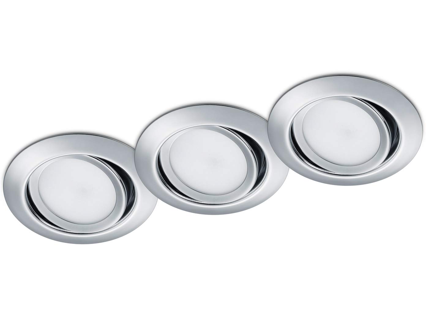 Trio Leuchten Rila 650310306 Recessed LED Lights Set of 3 Metal Chrome with 3X 5 Watt LEDs