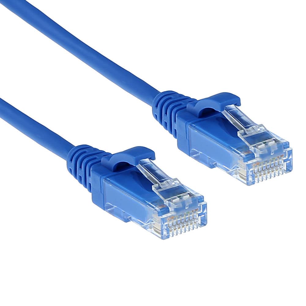 ACT CAT6 Network Cable, U/UTP LSZH LAN Cable, Thin 3.8 mm Slimline, Flexible Snagless Ethernet Cable with RJ45 Connector, for Use in Data Centres, 0.15 Metres, Blue - DC9630