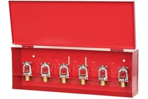 Nibras Fire Sprinkler Spare Head Cabinet Red Steel 6 Head Box for 1/2" and 3/4" NPT Sprinkler Heads Wall-Mounted Emergency Storage NFPA 13 and 25 Compliant Durable & Easy to Install