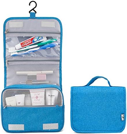 Hanging Cosmetic Bag Makeup Bag Travel Toiletry Bags for Men and Women, Waterproof Large Capacity Travel Case Brushes Pouch Toiletry Kit Organizer Color Blue