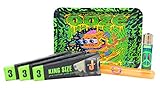 Bundle 6 Items- Jware King Size Pre-Rolled King Size Cones 3 Packs, Ooze Green Rolling Tray Clipper Lighter and Rolling Paper Store Acrylic Storage Tube