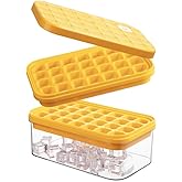 Brigii Ice Cube Tray with Lid&Bin, Ice Cube Mold with 56 Cubes, Stackable Ice Trays for Freezer with Easy-Release Silicone Bottom, for Drinks, Coffee, cocktail