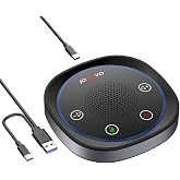 JOUNIVO USB Speakerphone, Omnidirectional Computer Speaker with Microphone,Plug and Plays Portable Speaker with Microphone for Holding Meetings Anywhere with Immersive Sound