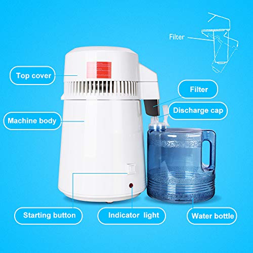 Lolicute Water Distillation Machine，(Shipping from USA) 4L Stainless