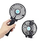 WuuYe Portable Handheld Fan, Personal Battery Operated Folding Fan with Two 2200mAh Batteries Mini USB Desk Fan for Travel & Camping, Strong Wind with SOS Light 3 Settings (black)