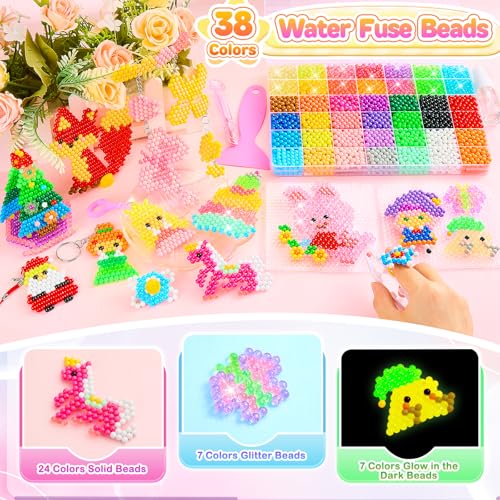 Besdiyart Glitter Water Beads for Kids, Glow in the Dark Water Beads Refill Set, Icing Beads Water Mist Beads Magic Beads DIY Beads for