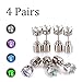 AYAMAYA 4 Pairs LED Light Up Earrings, LED Earring Studs Party Flashing Blinking Stainless Steel Valentines Day Decoration Gifts for Women Men Boyfriend Wife Girlfriend Husband Green+Blue+Purple+White