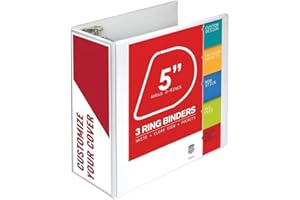 RING BINDER DEPOT 3 Ring Binder, Professional Angle D Ring Binder 5 Inch, Presentation Folder for Standard Pages 8.5 x 11 with Pockets, Crystal Clear View White (1 Pack)