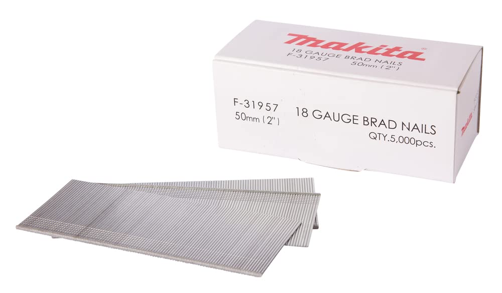 Makita F-31957 Round-Head Nails (Pack of 5,000) for AF505 Pneumatic Nailer - 50 mm