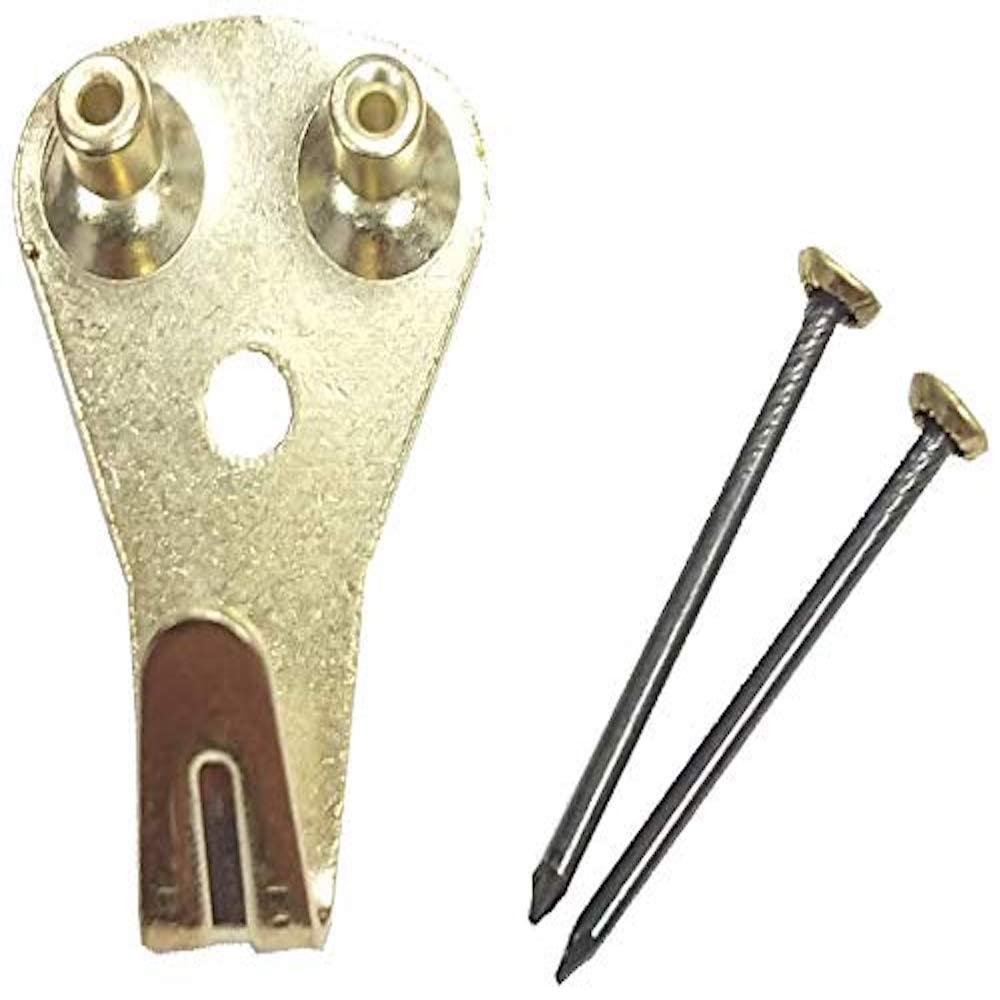 Merriway BH06709 (9 Pcs) EB Heavy Duty Picture Hooks 39 x 35mm With Pins, 2 Hole 75 lb Breakweight - Pack of 9 Pieces