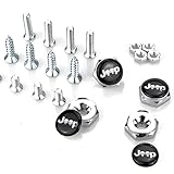 TK-KLZ 4Pcs for Jeep Skull Logo Chrome Metal Sports Style Car License Plate Frame Universal Bolt Screws for Chrysler JEEP Grand Cherokee Wrangler Compass Cherokee Renegade Patriot Grand Comander