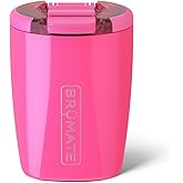 BrüMate Rocks 12oz Insulated Lowball Whiskey Tumbler | 100% Leakproof Locking Lid | Insulated Stainless Steel Whiskey Glass | Perfect For At Home, Camping or Travel | BPA-Free (Neon Pink)
