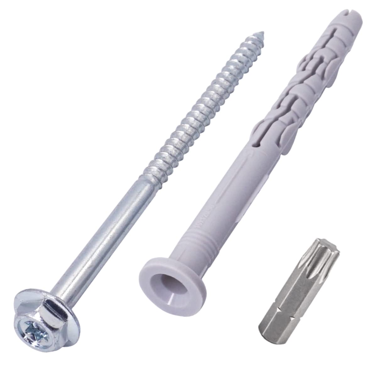 SKIR'CO (Pack of 4 pcs) Universal Frame Anchor 10 x 140 mm, Frame Plug with Screw, with Pressed-on Washer, Plastic Wall Plugs (4, 10 x 140 mm)