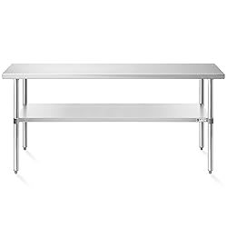 KUTLER Stainless Steel Table 24 x 72 Inches, NSF
