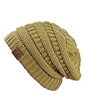 Trendy Warm Chunky Soft Stretch Cable Knit Slouchy Beanie Skully, Camel, One Size
