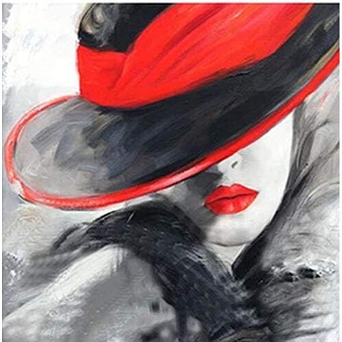 DIY Diamond Painting Kits for Adults, Kids,Home Decor Room Office Presents for Her Him Woman with Hat 11.8x11.8in 1 Pack by LAZODA