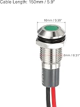 PATIKIL 2 Pack 8mm Green LED Indicator Light 12-24V Waterproof Metal Signal Lamp view 2