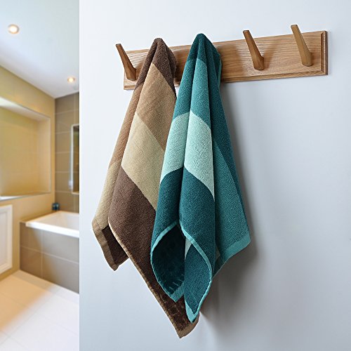 Wall Mounted Coat Rack - Wood Hook Rack for Coat Clothes Hats and Towels - Wooden Peg Rack for Use in Bedrooms Bathrooms and Hallways - Peg Coat Hook Rack for Wall or Door Mounting - Matt Lacquer - Thumbnail 3