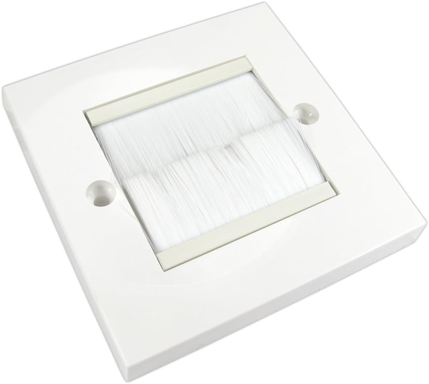 rhinocables Single Gang Brush Faceplate, White