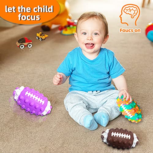 Pop It Football Boys Rugby Bubble Ball, 3D Silicone Squeeze It Fidget