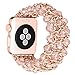 Tomazon Compatible Apple Watch Band 38mm, Fashion Handmade Elastic Stretch Crystal Beaded Metal Bracelet Link Women Girls iWatch Strap Compatible Apple Watch Series 3/2 / 1 - Pink