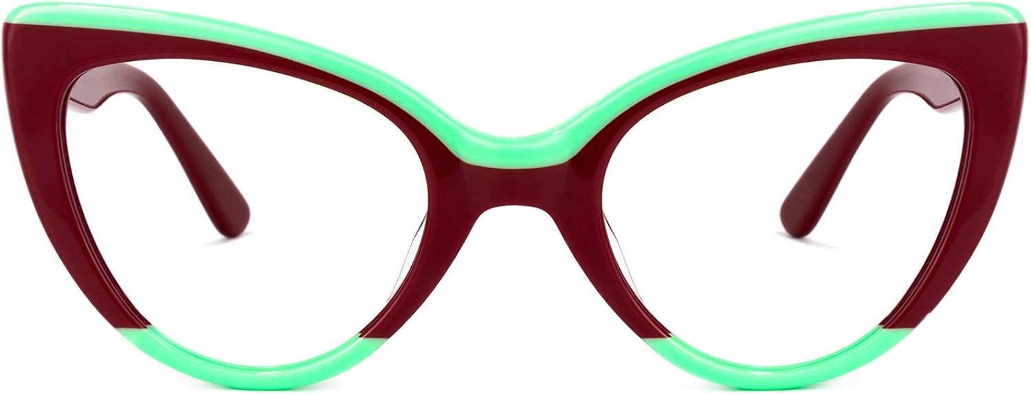 Zeelool Women's Stylish Cat Eye Glasses Frame with Clear Lens Claudette ZOA01968 red Size L