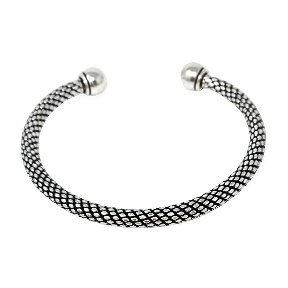 Treasure Bay Mens Heavy 925 Sterling Silver Bangle Bracelet, Torque Silver bangle for Men