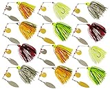 JSHANMEI Fishing Lures Spinnerbait, Hard Metal Spinner Bait Kit Jigs Lure for Bass Pike Trout Salmon Freshwater Saltwater Fishing