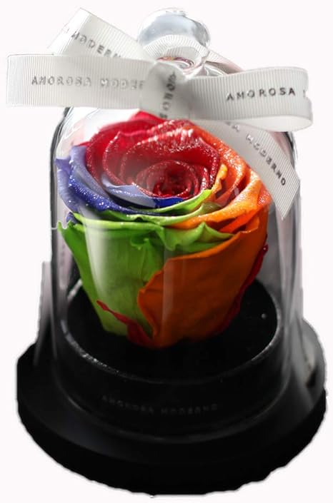 Amazon リトルベル レインボーローズ 天然ダイヤモンドパウダーをまとった枯れない本物のバラ プリザーブドフラワー プロポーズ 誕生日 記念日 結婚祝 レインボーローズ プリザーブドフラワー オンライン通販