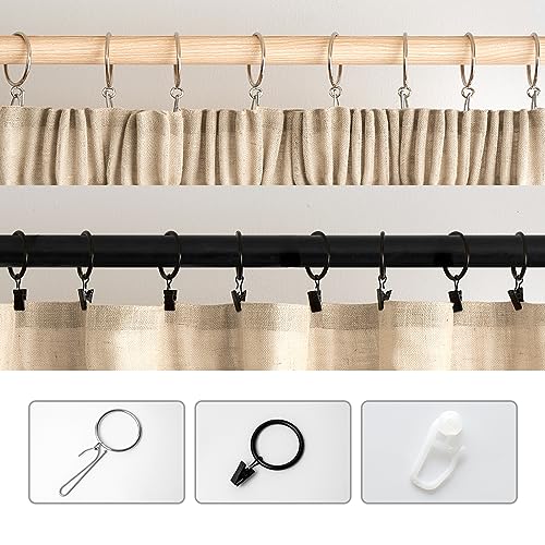 Woaboy Linen Curtains with Frunction Tape Curtains Bedroom Window Translucent Modern Curtains for Living Room Bedroom 2 Pieces 140 x 245 cm Beige