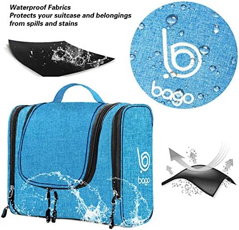 Bago Hanging Toiletry Bag For Women & Men - Leak Proof Travel Bags for Toiletries with Hanging Hook & Inner Organization to Keep Items From Moving - Pack Like a PRO (Snow Blue) 3 Bago Hanging Toiletry Bag For Women & Men - Leak Proof Travel Bags for Toiletries with Hanging Hook & Inner Organization to Keep Items From Moving - Pack Like a PRO (Snow Blue)