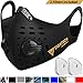 FIGHTECH Dust Mask | Mouth Mask Respirator with 2 Carbon Filters for Pollution Pollen Allergy Woodworking Mowing Running | Washable and Reusable Neoprene Half Face Mask (L/BLK)