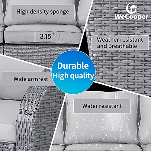 WeCooper 6PC Outdoor Rattan Furniture Set, Patio Wicker 7 Seats Sofa