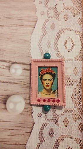 Chic brooch, Accessories, fashion accessories, Frida Kahlo Brooch, Frida Kahlo pin, Birthday gift, Turquoise and pink, Hot pink brooch