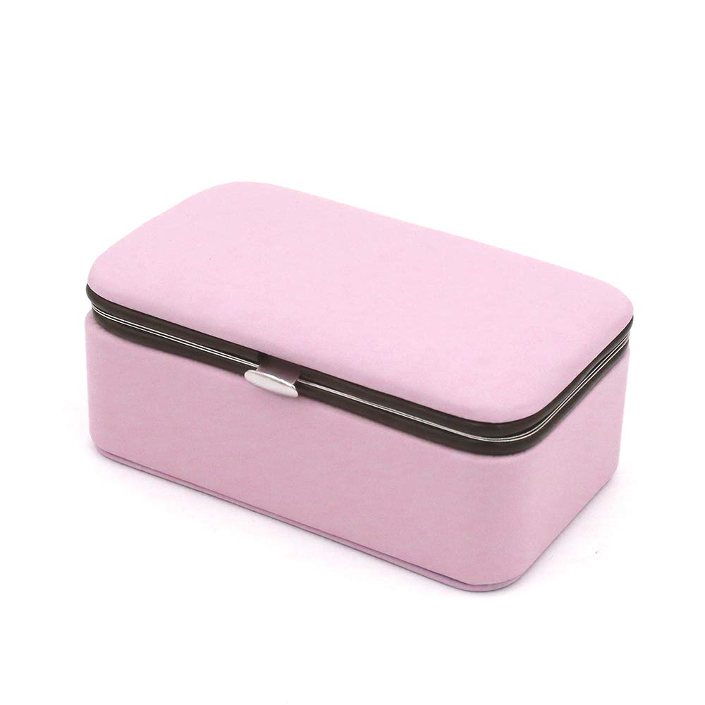 Shiwaki Pink Jewellery Box, Faux Leather Jewelry Case, Jewelry Storage Case for Rings, Earrings, Necklace, Bracelets Organizer Jewellery Storage Boxes - Pocket Style