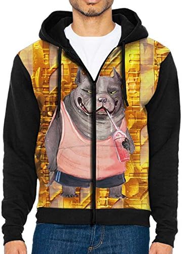 SYSOIO Men's Cool Bulldog With Watermelon Juice Printed Sweatshirt Hoodies Hooded Sweatshirt