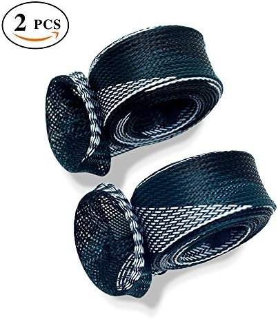 Outfun 2Pcs Fishing Rod Cover Protect Fishing Poles Braided Spinning Rod Sleeve Black