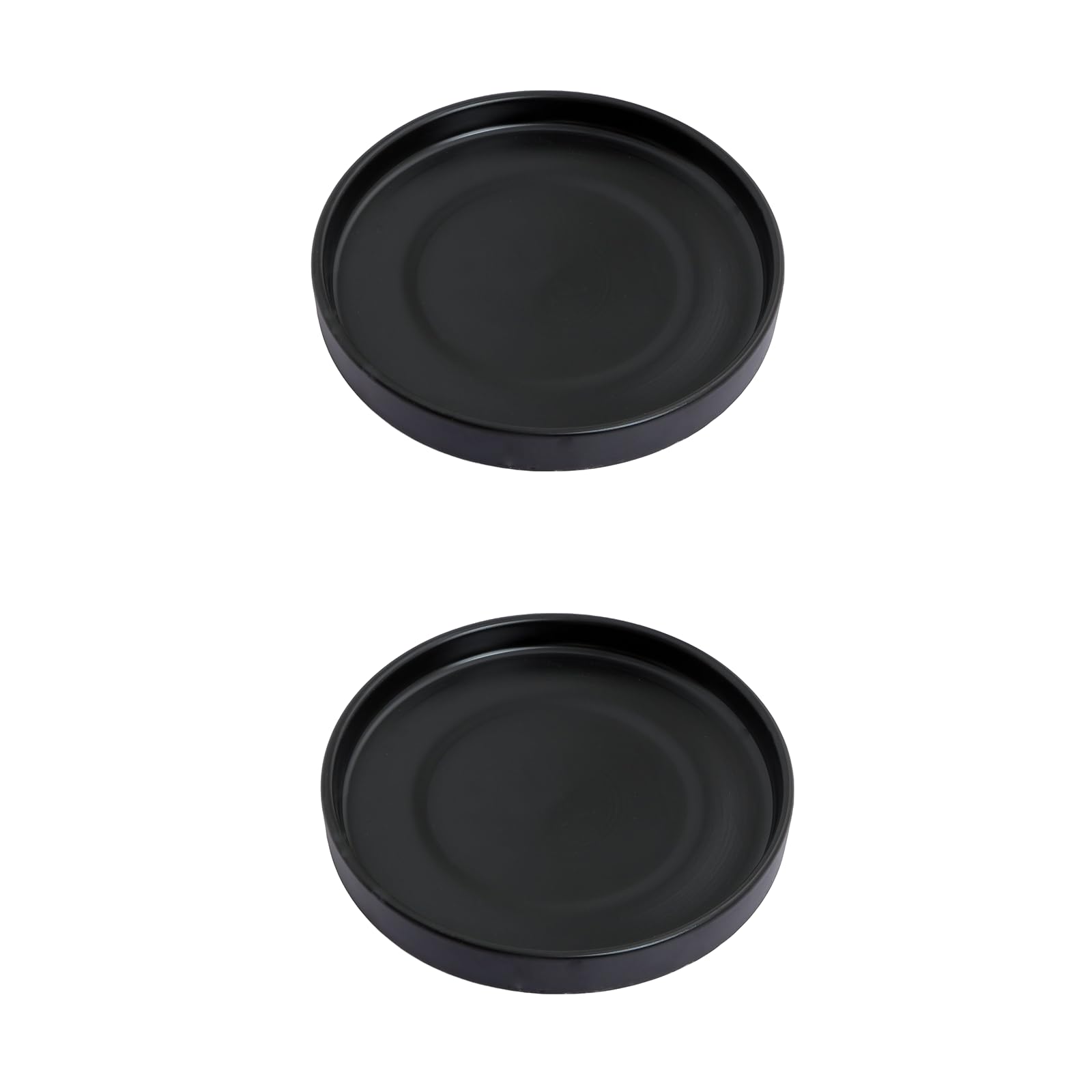 Photo 1 of Woiida 9 inch Matte Black Ceramic Plant Saucer Set of 2 with Plant Saucer mat
