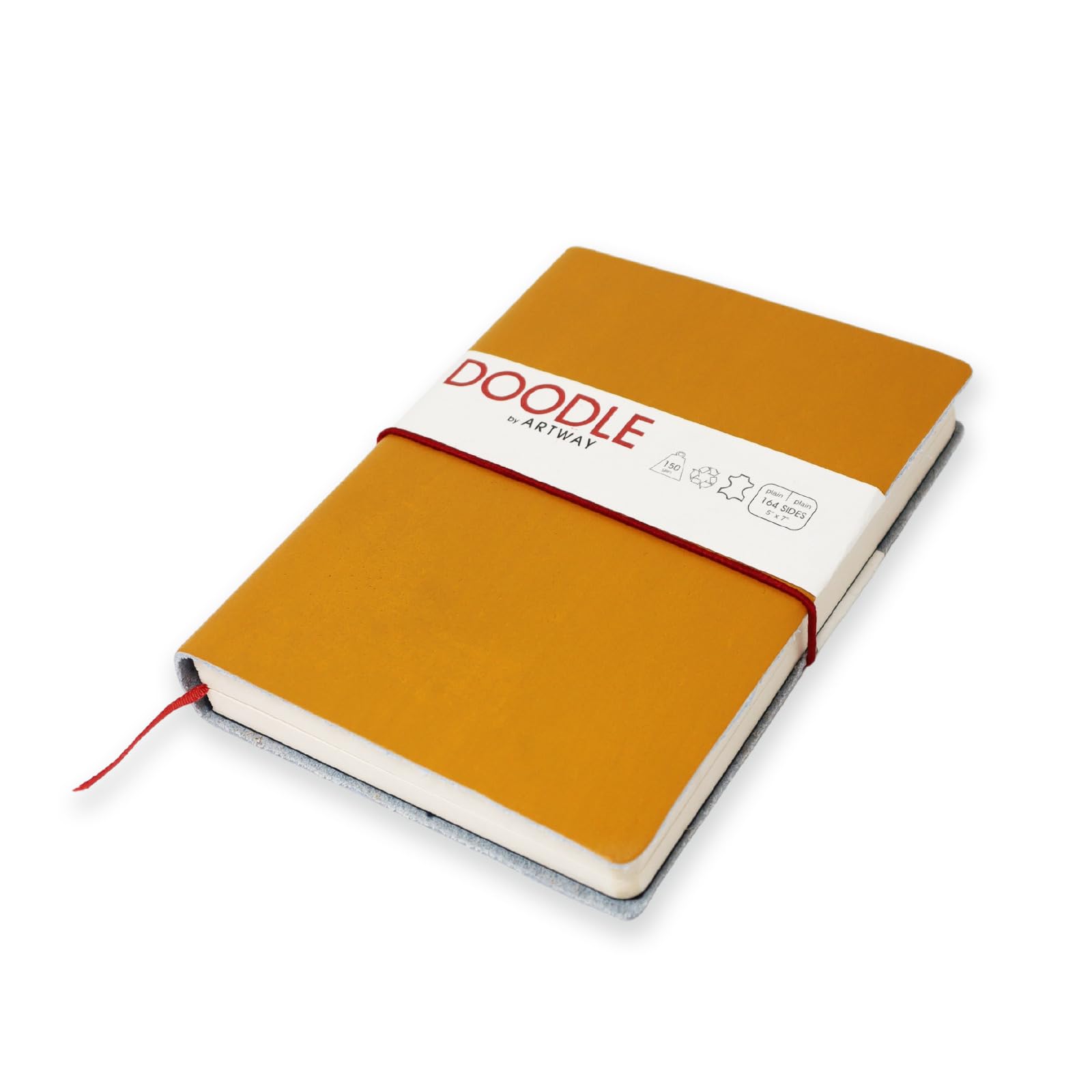 Artway Indigo Doodle – Mustard Yellow Leather Journal/Sketchbook – 175mm x 125mm - 82 pages/164 Sides of 150gsm Cartridge Paper