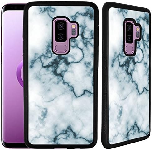 [TeleSkins] - Galaxy S9 Plus Rubber TPU Case - Abstract White Marble Slice Gemstone Geode Druse - Ultra Durable Slim Fit, Protective Plastic with Soft RUBBER TPU Snap On Back Case/Cover.