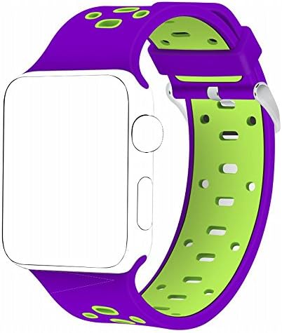 Apple Watch Band, Soft Silicone Sports Replacement Wristband for Apple Watch (Purple-green, 42mm)