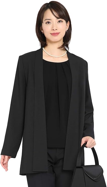 Amazon ニナーズ ジャケット カーディガン レディース 入学式 通勤 大きいサイズ 洗える ママ スーツ オフィス 入園式 卒園式 卒業式 服装 母親 ブラックフォーマル 黒 Vb 002 Jk コート ジャケット 通販