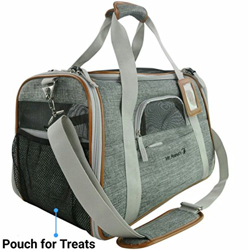 Mr. Peanut's Airline Approved Soft Sided Pet Carrier, Luxury Travel Tote with Premium Zippers & Safety Clasps, Plush Faux Fleece Bedding with a Sturdy Plywood Base, 18LX10.5WX11 H (Sunset Gray) - Thumbnail 5