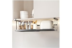 Extendable Under Shelf Organizer, Hanging Under Cabinet Shelf with Clips, Metal Under-shelf Storage Basket for Pantry, Laundr