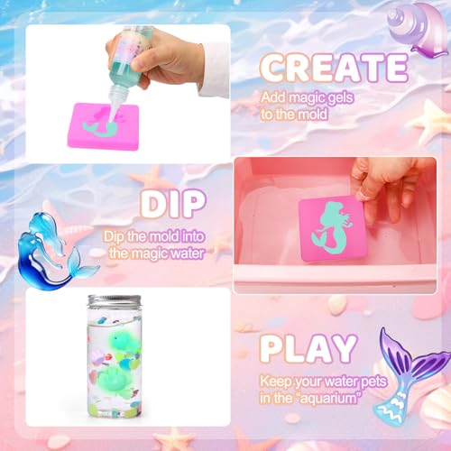 Mermaid Magic Water Elf, DIY 3D Magic Water Gel Toy, 20 Magic Gel and 16 Shapes, Magic Water Elf for Children 4 5 6+, Birthday, Christmas, Easter, Gift for Boys Girls
